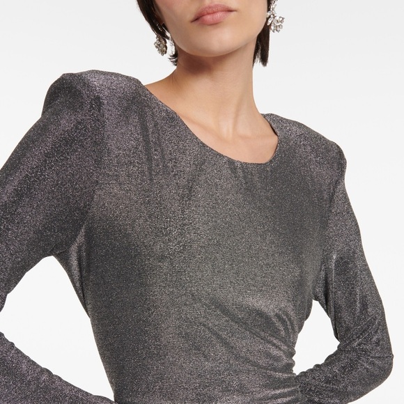 Veronica Beard metallic silver Cyrus long sleeve jersey dress - Large - Picture 2 of 11